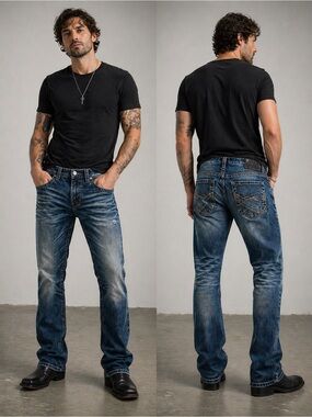 Silver jeans western men jeans Gordie straight 100% cotton distressed denim 30